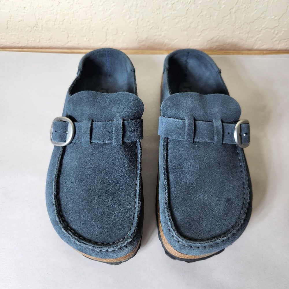 Birkenstock Buckley Suede Mules Navy Blue Moccasin Clogs 39 L8 M6
